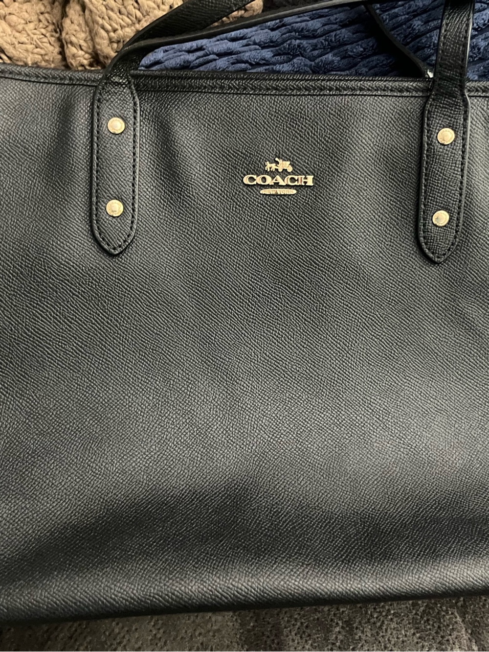 NWOT Coach City Zip Tote Black Crossgrain Leather F58846